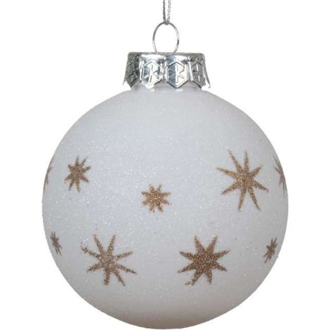 Sfera Natalizia bianca con stelle oro
