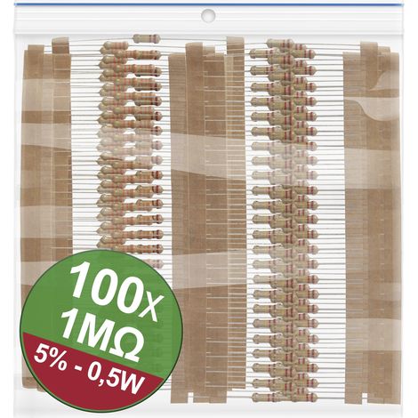 Quadrios 22P126 22P126 Kohleschicht-Widerstand Sortiment 1 MΩ axial bedrahtet 0.5 W 5 % 1 Set
