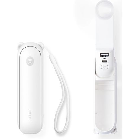 Jisulife Life8 tragbarer USB-Ventilator mit Powerbank-Funktion (2000 mAh) und Taschenlampe – Weiß (1/5)