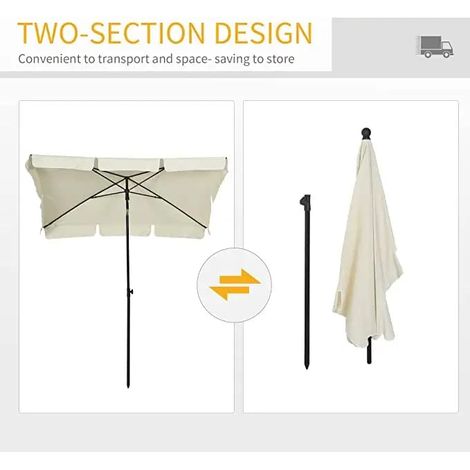 Ombrellone Rettangolare Da Giardino Parasole Per Balcone Con Inclinazione Regolabile Anti UV Impermeabile Ombreggiante Per Mare Spiaggia Piscina Terrazzo Facile Trasporto 198 x 125 Cm (Blu) - Colore: