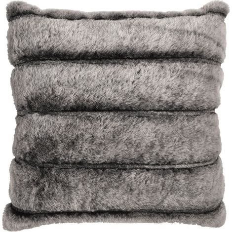 Coussin Imitation Fourrure "Lounge" 40x40cm Gris Foncé (1/3)