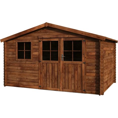 Casetta in Legno Trattato da Giardino 4x3 Doppia Porta Block-House 34mm