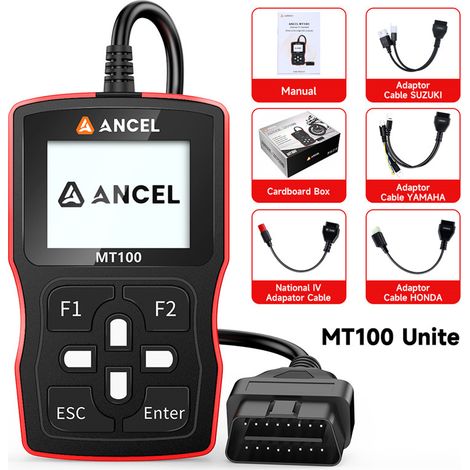 Scanner Diagnostic Moto ANCEL MT100 Décodeur OBD Injection Électronique Lecteur Code Défaut Moteur, Compatible Honda Yamaha Suzuki, Mises à Jour Gratuites à Vie, Outil Entretien Scooter Euro4 (1/5)