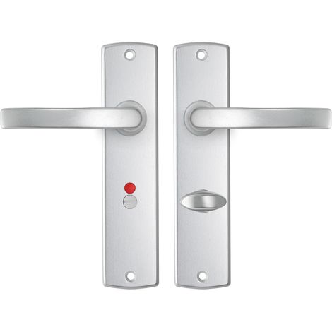 AXA Türbeschläge set - Curve Basic - Türklinken Innentüren mit Langschild - Für Toilette und Badezimmer - Aluminium - TL63-8 (1/5)