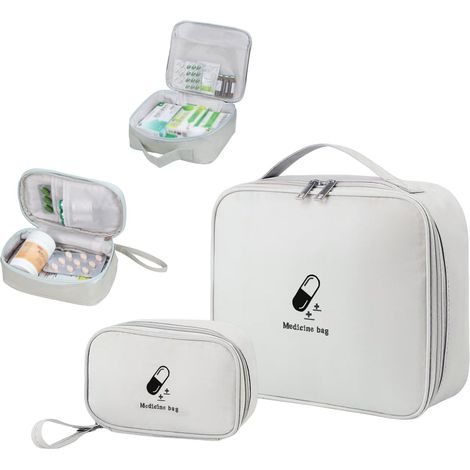 Trousse de premiers secours portable - Gris clair (petite) + Gris clair (grande) (1/5)