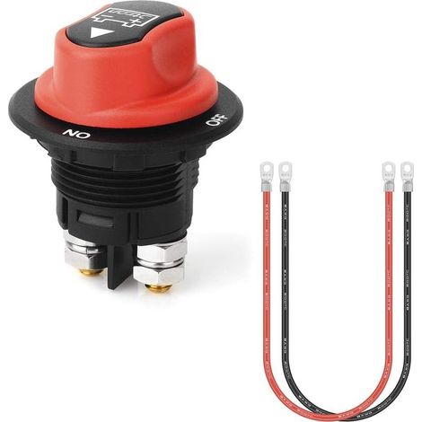 Interrupteur de batterie 12V 100 32vdc max mini avec 8awg câble 50cm on-off batterie isolement interrupteur rotatif pour moto Marine Boat Caravan Car Vehicles (1/5)