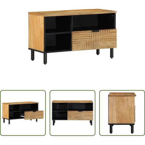 vidaXL TV-Möbel - TV-Schrank Braun 80x33x46 cm Massivholz Mango (1/5)