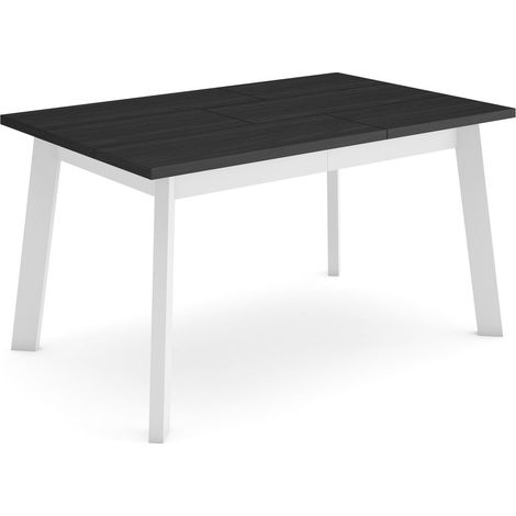 Skraut Home - Mesa Comedor, Mesa Fija Cocina y Salón, 140, Para 6 comensales, Patas de madera, Estilo Moderno, Negro (1/5)