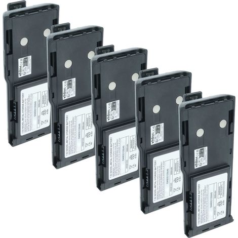 vhbw 5x Akku kompatibel mit Motorola CP450, GP300, GP308, CP450LS, CP250 Funkgerät, Walkie Talkie (2500 mAh, 7,5 V, NiMH) + Gürtelclip