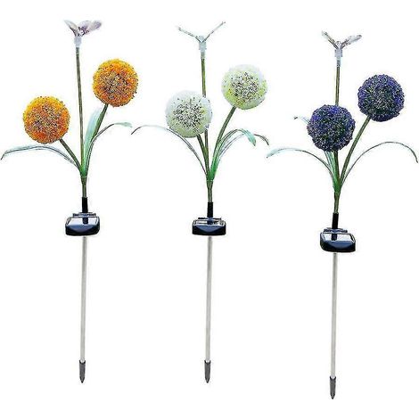 Lampe solaire LED pour jardin, motif pissenlit, boule lumineuse solaire à changement de couleur (boule de fleur orange + LED + fibre optique) (1/5)