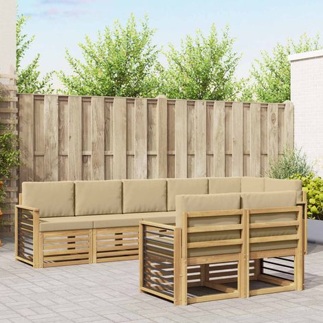 Teenpull – Outdoor-Sofagarnitur 8 Stk. Weiß und Beige Polyester (1/5)