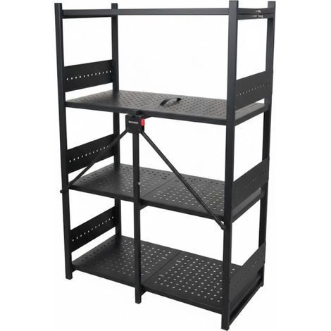 DASCK - Estantería Metálica Plegable 4 Baldas 68 x 34 x 112 cm 100 kg - Negra (1/3)