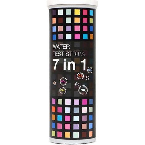 100 bandelettes de test 7 en 1 pour pH, chlore et dureté de l'eau (aquarium, puits). (1/5)
