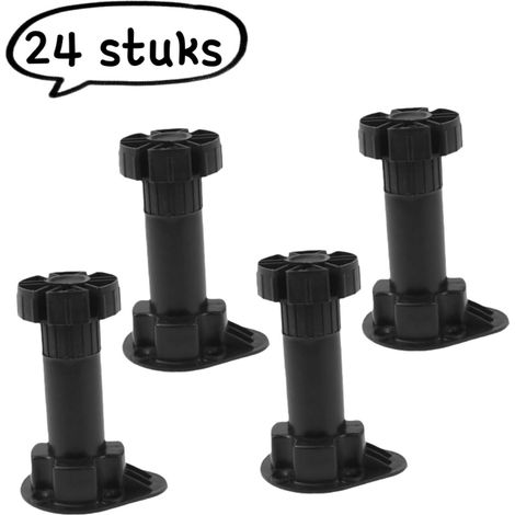 Ensemble de 24 pieds de meubles (conviennent pour armoires, canapés, tables et chaises), en PVC noir. Patins réglables. (1/5)