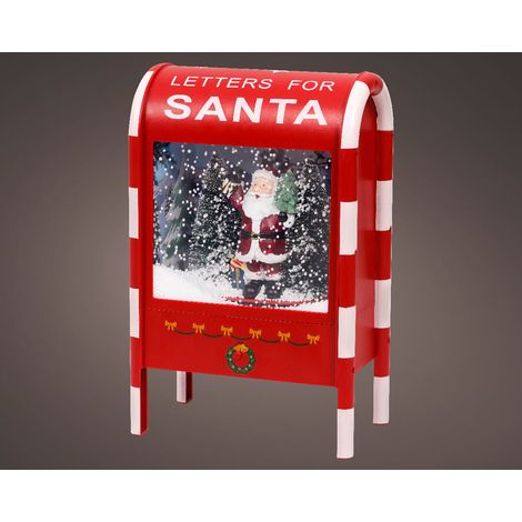 Cassetta postale natalizia a LED, altezza 33 cm, colore rosso e luce bianco freddo.