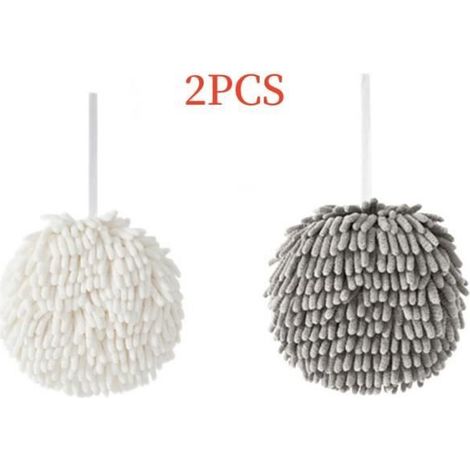 Torchons de Cuisine,Serviettes à Main,Essuie-Mains de Toilette,serviettes à boules suspendues en Peluche,pour salle de bain,maison (1/4)