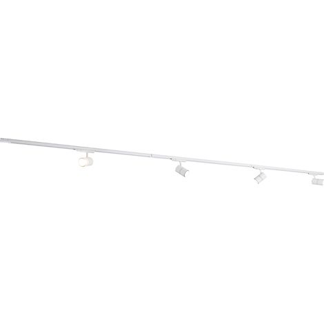QAZQA Moderno Sistema de riel moderno trifásico blanco con 4 focos 3000-4000K - Ruler 38 Aluminio /Acero /Plástico Alargada Incluye LED Max. 4 x 25 Watt