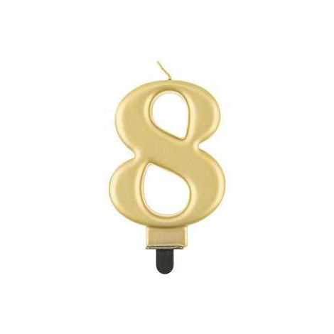 Vela número 8 OCHO Oro metálico 8cm (1/2)