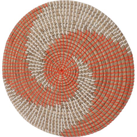 Panier mural tressé de 40 cm, décoratif et fait main en jonc de mer. Bol polyvalent avec système d'isolation et crochet de suspension, idéal pour le salon. (1/5)