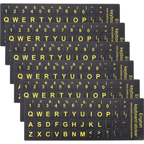 Autocollants de Remplacement pour Clavier Anglais, 6 Feuilles, PVC Noir, Texture Délicate, Haute Durabilité pour Ordinateur Portable, Usage Quotidien