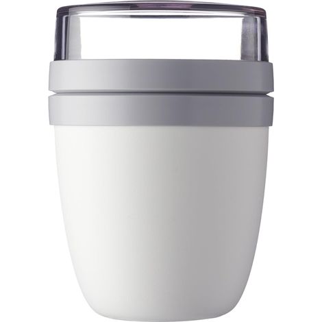 Lunchbox mit 2 Deckeln, herausnehmbarem Behälter für Trockenfrüchte oder Obst, tragbar, weiß, 500 ml + 200 ml, 1 Stück