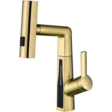 Grifo de baño con pantalla LED de temperatura, grifos de lavabo de baño de diseño extraíble (1/5)