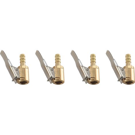 4 pinces de serrage automatiques de 6 mm pour gonfleur de pneus de voiture ou de camion, avec connecteur de valve et tige en laiton ouvert.-AquaForge (1/5)