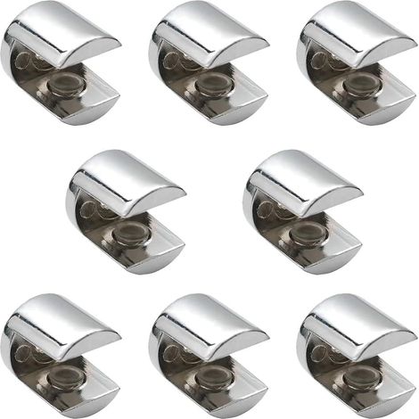 Lot de 8 supports d'étagère en verre chromés avec clous pour cuisine et placards (1/5)
