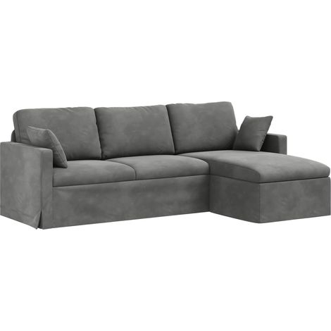 Sofá Gris oscuro 228 x 134 x 80 cm Terciopelo vidaXL