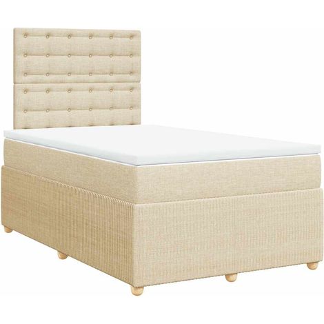 Maison Exclusive - Giroletto a Molle con Materasso Crema 120x190 cm in Tessuto