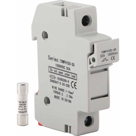 Support DIN Rail Fuse Holder TOWFH1DC 1000VDC 1P3A - Base pour fusible, équipement de distribution d'énergie, contrôle, montage sur rail (1/5)