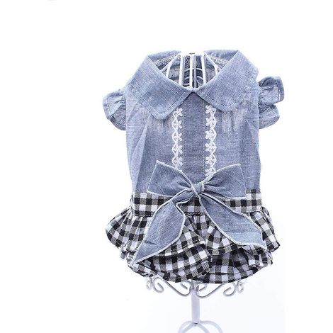 Robe d'été de princesse pour chien avec jupe à nœud et matière peluche (taille M) (1/5)