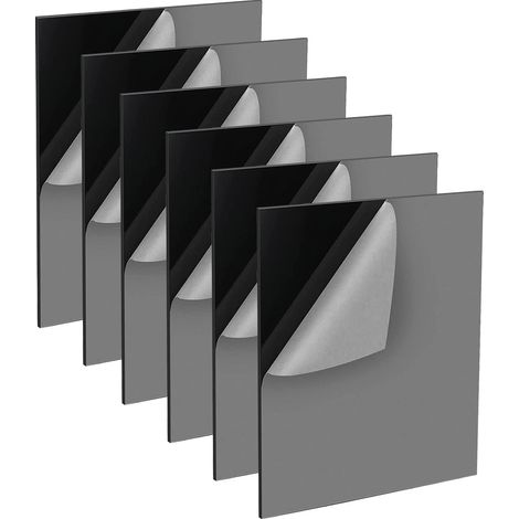 Plaque Acrylique Noir 1mm, 6 Pcs Feuilles Acryliques 29,7 x 21cm, Feuilles en Acrylique avec Film Protecteur pour Cadre Photo, Présentation de Projet, Peinture (1/5)
