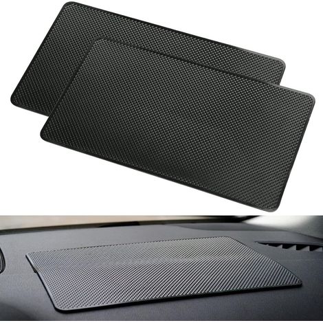 Set di 2 tappetini antiscivolo per cruscotto 18x13 cm (S) – universali, antipolvere, riutilizzabili senza colla, per telefono, chiavi, occhiali (1/5)