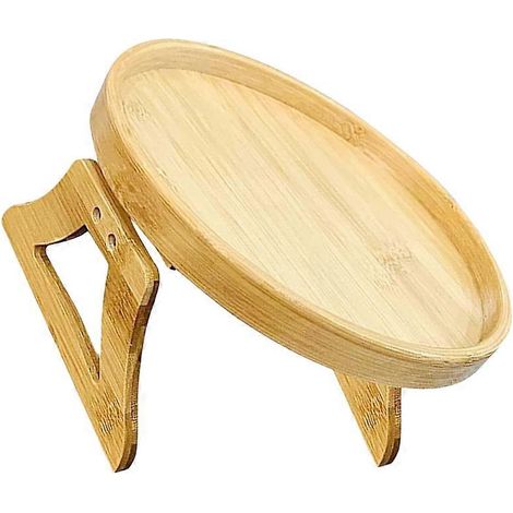 Table d'appoint pliante en bambou avec plateau pour accoudoir de canapé, ensemble de 3 pièces (1/5)