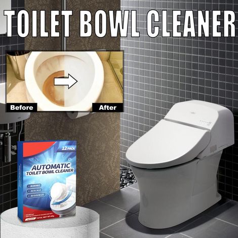 Boîte de 12 comprimés nettoyants pour WC à libération lente de javel, pour réservoir de toilettes. (1/5)