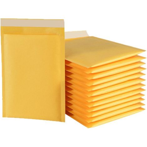 200 enveloppes matelassées à bulles Kraft n° 2, format 8,5 x 12 pouces, couleur or (1/5)