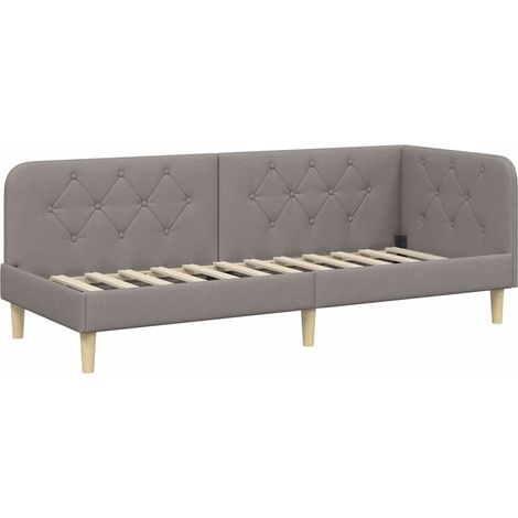 Corner Bed Frame Taupe 80 x 200 cm Fabric vidaXL