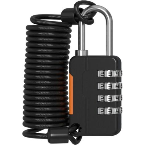 UP Security Cadenas de ski, cadenas à code 4 chiffres avec câble rétractable (36 in/91 cm), cadenas à câble combiné pour snowboard, bagages (Noir)