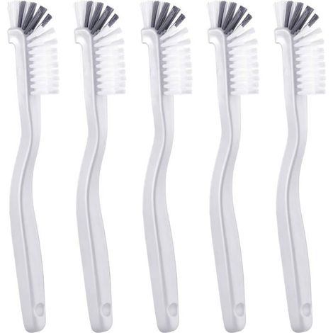 5 pièces brosse nettoyage évier, angle 90° tête compacte, poils PET rigides, pour joints cuisine salle de bain et coins difficiles (1/5)