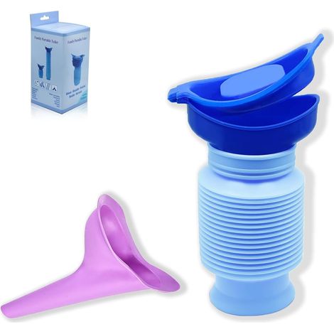 Portable Foldable Urinal 750 ml, Female Silicone Funnel, Emergency Toilet Kit for Car, Camping, Travel, Children, Adults, Elderly, Reusable, Leak-Proof, Compact Lightweight (1/5)