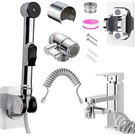 Ensemble de douchette pour bidet de salle de bain avec tuyau et distributeur de robinet, parfait pour l'hygiène personnelle, l'entretien du nettoyage (1/5)