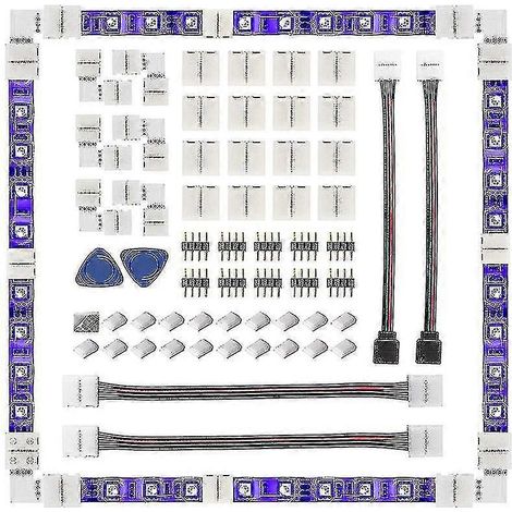 Connecteur pour bande LED 4 broches 10 mm sans soudure RGB pour LED SMD 5050 - Connecteur sans espace (1/3)