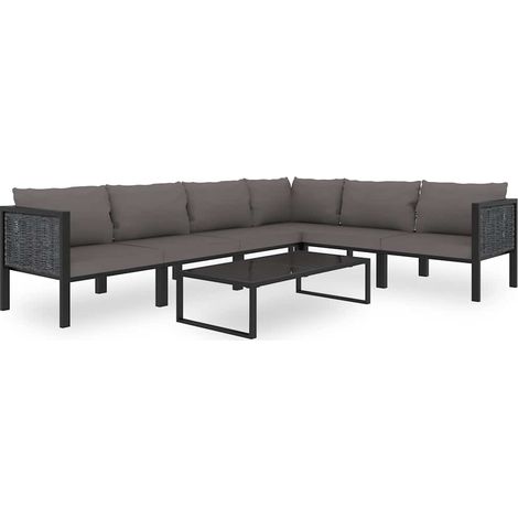 Maison Exclusive - Set Divani da Giardino 7 pz con Cuscini in Polyrattan Antracite (1/5)