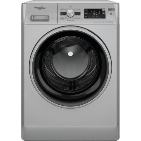 Whirlpool – Lave-linge hublot 10 kg – Moteur induction silencieux – Vitesse d'essorage 1400 trs/min – Largeur 60 cm – Design argenté