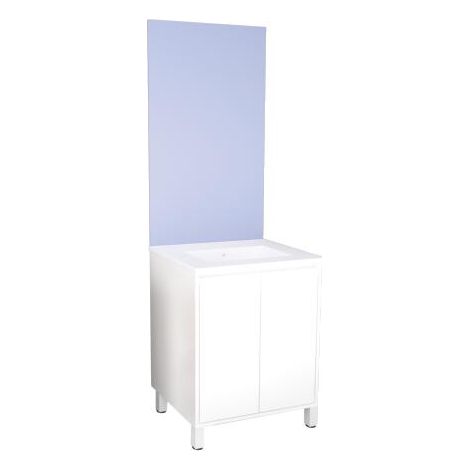ONDEE ZEN - Meuble Salle de Bain BELIS - A poser - Miroir Affleurant - 60cm Finition Blanc