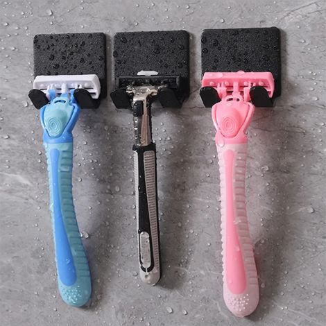 Lot de 3 supports adhésifs muraux pour rasoir Gillette, à fixer au mur, avec crochet en plastique noir.