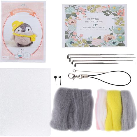 Needle Felting Kit Wool Felting Supplies Cute Animal Plush Doll DIY Making Material Decoration(117  Maternelle d'énergie ) (1/5)
