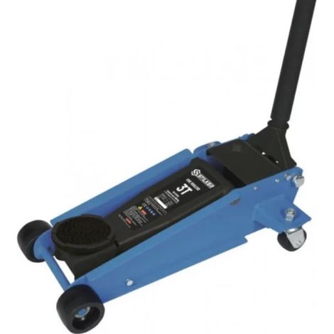 Cric rouleur 3T – Capacité de levage 3 tonnes – Double piston pour montée rapide – Roues acier et nylon – Longueur 640 mm – Stilker (1/3)