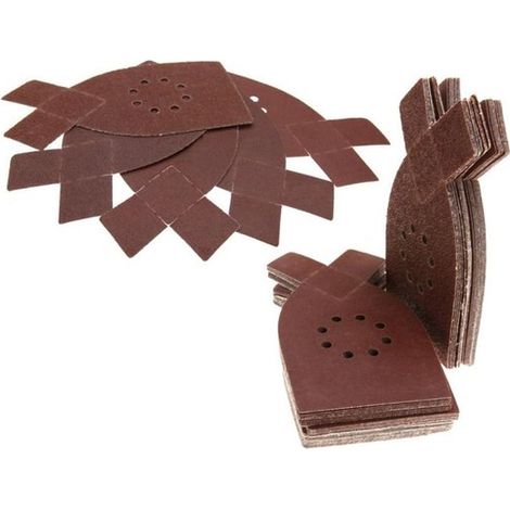 Papier abrasif rond - Paquet de 50 - Grains P40/60/80/100/120 - Oxyde d'aluminium - Autocollant - Papier abrasif pour ponceuse multi-grains - Patins de ponçage 8 trous - Fermetures velcro - Pour bois  (1/5)